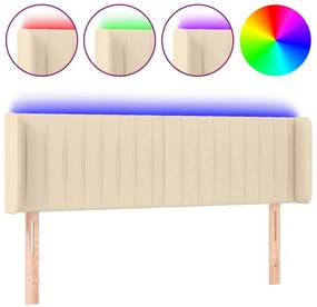 vidaXL Κεφαλάρι Κρεβατιού LED Κρεμ 147x16x78/88 εκ. Υφασμάτινο