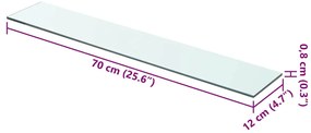 vidaXL Ράφι Πάνελ Διάφανο 70 x 12 εκ. Γυάλινο