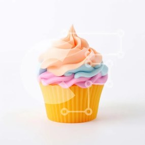 Intra Συλλεκτικό Ξύλινο Παζλ Plywood  4mm - Ζωηρόχρωμο cupcake με πάγωμα σε άσπρο φόντο Σε Ξύλινο Κουτί - Διαστάσεις: 10x10 cm – 25 κομμάτια