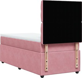 vidaXL Κρεβάτι Boxspring με Στρώμα Ροζ 90x200 εκ. Βελούδινο