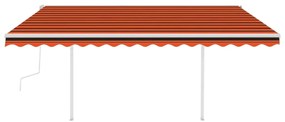 vidaXL Τέντα Συρόμενη Χειροκίνητη με Στύλους Πορτοκαλί / Καφέ 4,5x3 μ.