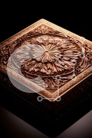 Intra Συλλεκτικό Ξύλινο Παζλ Plywood  4mm - Πολυτελές Μεταλλικό Πλακάκι Οροφής με Floral σχέδιο Σε Ξύλινο Κουτί - Διαστάσεις Puzzle: 10x10 cm – 25 κομμάτια