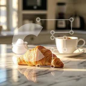 Σετ των 2 Intra Συλλεκτικό Ξύλινο Παζλ Plywood 4mm - Σκηνή πρωινού με κρουασάν και καφέ Σε Ξύλινο Κουτί - Διαστάσεις: 10x10 cm – 25 κομμάτια