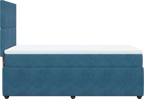 vidaXL Κρεβάτι Boxspring με Στρώμα Μπλε 100x200 εκ. Βελούδινο