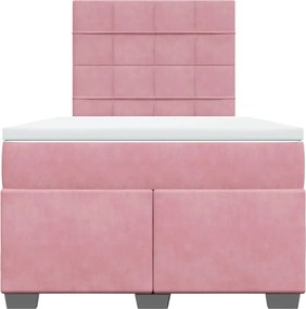 vidaXL Κρεβάτι Boxspring με Στρώμα Ροζ 120x200 εκ. Βελούδινο