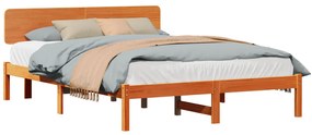 vidaXL Κρεβάτι με Κεφαλάρι καφέ κηρωμένο 150x200 εκ. από μασίφ ξύλο πεύκου