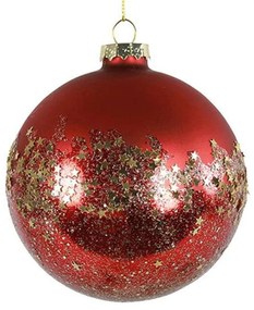 Χριστουγεννιάτικη Μπάλα Με Glitter 013.789245 Φ10cm Red-Gold