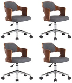 Καρέκλες Τραπεζαρίας Περιστρ. 4 τεμ. Γκρι Λυγ. Ξύλο/Ύφασμα - Γκρι