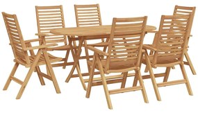 vidaXL Σέτ φαγητού για κήπο 7 pcs Καφέ Μασίφ ξύλο teak