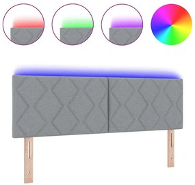 vidaXL Κεφαλάρι με φώτα λωρίδας LED Ανοιχτό γκρι 144 cm ύφασμα