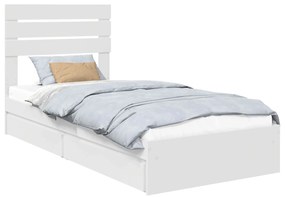 vidaXL Κρεβάτι Αποθήκης Λευκό 90 x 190 cm Επεξεργασμένο ξύλο