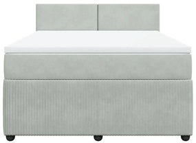 vidaXL Κρεβάτι Boxspring με Στρώμα Ανοιχτό Γκρι 140x190 εκ. Βελούδινο