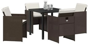 vidaXL Σέτ φαγητού για κήπο 5 pcs Καφέ συνθετικό ρατάν