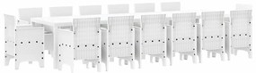 vidaXL Σέτ φαγητού για κήπο 15 pcs Λευκό Rattan Polt