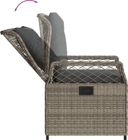 vidaXL Σετ Τραπεζαρίας Κήπου 3 τεμ. Γκρι Συνθ. Ρατάν με Μαξιλάρια