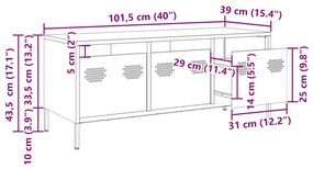 Έπιπλο Τηλεόρασης Λευκό 101,5x39x43,5 εκ. Ατσάλι Ψυχρής Έλασης - Λευκό