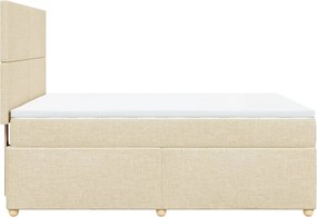 vidaXL Κρεβάτι Boxspring με Στρώμα Κρεμ 140x200 εκ. Υφασμάτινο