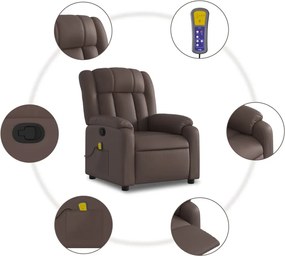 vidaXL Πολυθρόνα Μασάζ Ανακλινόμενη Καφέ από Συνθετικό Δέρμα