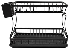 Πιατοθήκη 2 Όροφη Μεταλλική Μαύρη Estia 29x31,5x42,5εκ. 01-12113