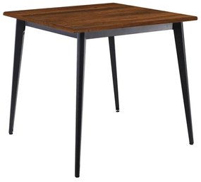 VIDAL Τραπέζι Μέταλλο Βαφή Μαύρο, Επιφάνεια 80x80cm/16mm Contract Sliq Walnut  81x81x73cm [-Καρυδί-, -Μαύρο-] [-Melamine Laminated-, -Μέταλλο-] Ε0686,S