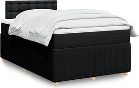 vidaXL Κρεβάτι Boxspring με Στρώμα Μαύρο 120x190 εκ. Υφασμάτινο