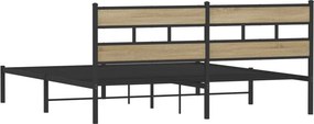 vidaXL Σκελετός Κρεβ. Χωρίς Στρώμα Sonoma Δρυς 193x203 εκ. Μεταλλικό