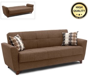 Καναπές - κρεβάτι Jason Megapap τριθέσιος υφασμάτινος με αποθηκευτικό χώρο σε σκούρο καφέ 216x85x91εκ. - 0096292