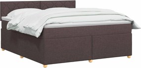 vidaXL Κρεβάτι box spring με στρώμα Σκούρο Καφέ 160 x 200 cm Ύφασμα