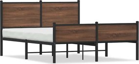 vidaXL Σκελετός Κρεβ. Χωρίς Στρώμα Καφέ Δρυς 150x200 εκ. Μεταλλικό