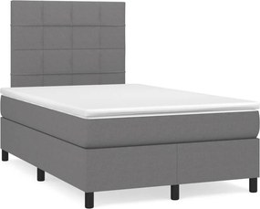 vidaXL Κρεβάτι Boxspring με Στρώμα Σκούρο Γκρι 120x200 εκ. Υφασμάτινο