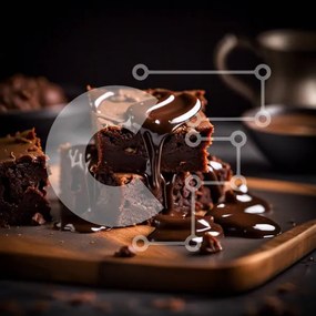 Intra Συλλεκτικό Ξύλινο Παζλ Plywood  4mm - Λαχταριστά Brownies σοκολάτας με σάλτσα σοκολάτας Σε Ξύλινο Κουτί - Διαστάσεις: 10x10 cm – 25 κομμάτια
