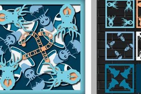 Σετ των 3 Intra απο ξύλο plywood 3mm-4mm πάχος Χριστουγεννιάτικο 3d Shadow Box Δίασταση 25x25 cm INTRAFABR-79755972