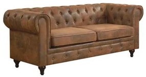 Καναπές 3θέσιος Chesterfield Ύφασμα Καφέ Camel 190x82x77cm