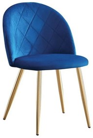 Καρέκλα Bella ΕΜ759,3G 50x56x80cm (Σετ 4τμχ) Gold - Blue Metal, Fabric