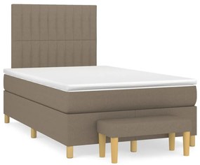 vidaXL Κρεβάτι Boxspring με Στρώμα Taupe 120x200 εκ. Υφασμάτινο