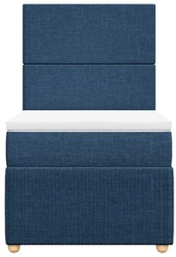 vidaXL Κρεβάτι Boxspring με Στρώμα Μπλε 100 x 200 εκ. Υφασμάτινο