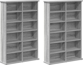 vidaXL Ντουλάπα CD 2 τμχ. Γκρι Sonoma 60 x 17 x 92 εκ.
