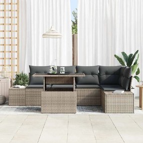 vidaXL Σετ Καναπέ Κήπου με μαξιλάρι 6 pcs Γκρι Πολυ ράταν