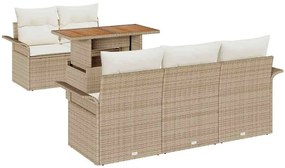 vidaXL Σετ Καναπέ Κήπου 6 pcs Μπεζ και Κρέμα συνθετικό ρατάν