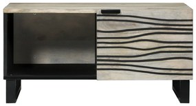 vidaXL Τραπεζάκι σαλονιού Άσπρο, Μαύρο 80 x 50 x 40 cm Σαγκουίνι ξύλο