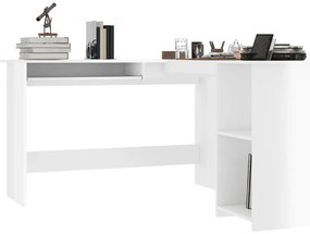 vidaXL Γραφείο Γωνιακό Γυαλιστερό Λευκό 120 x 140 x 75 εκ. Επεξ. Ξύλο