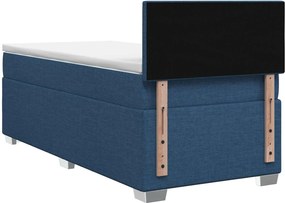 vidaXL Κρεβάτι Box Spring με Στρώμα και LED Μπλε 90 x 190 cm Ύφασμα