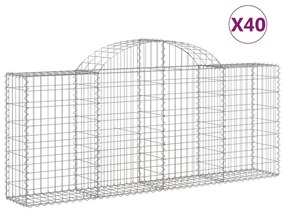 vidaXL Συρματοκιβώτια Τοξωτά 40 τεμ. 200x30x80/100 εκ. Γαλβαν. Ατσάλι