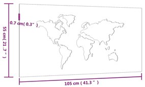 Διακοσμητικό Κήπου Επιτοίχιο Σχ. Χάρτης 105x55 εκ Ατσάλι Corten - Καφέ