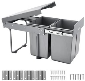 VEVOR Double 20Lx2 Pullout Waste Container Under Cabinet Kitchen Bin Trash Can