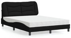 Κρεβάτι με Στρώμα Μαύρο 120x200 εκ. Υφασμάτινο - Μαύρο