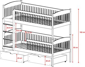 LUNA 90x200 graphite bunk bed Lano Furniture