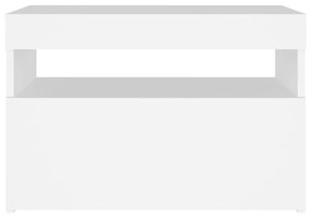 Κομοδίνο με LED Λευκό 60 x 35 x 40 εκ. από Επεξεργασμένο Ξύλο - Λευκό