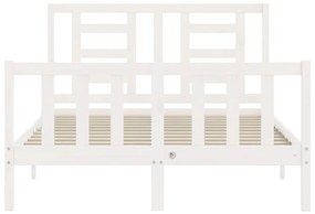 vidaXL Πλαίσιο Κρεβατιού με Κεφαλάρι Λευκό Μασίφ Ξύλο Small Double