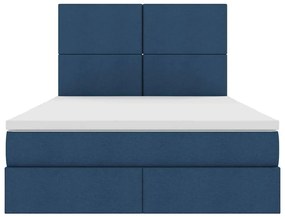 vidaXL LED Κρεβάτι αποθήκευσης με στρώμα Μπλε 140 x 200 cm Ύφασμα